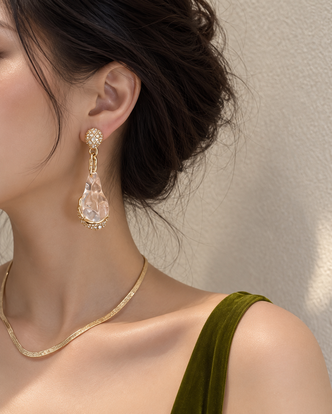 Alexis Bittar Liquid Lucite Crystal Pavé Drop Earrings