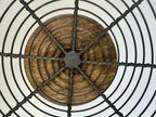 Close-up of wire framework and central attachment inside the pedestal bowl.