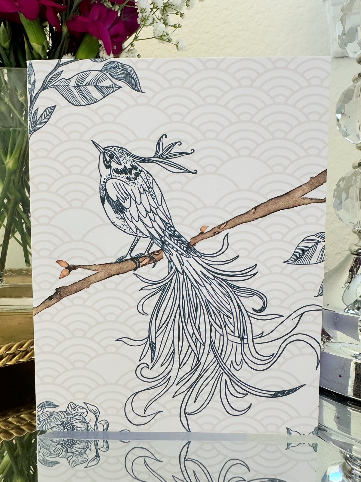 Spring Bird Note Card | Feathers & Branch