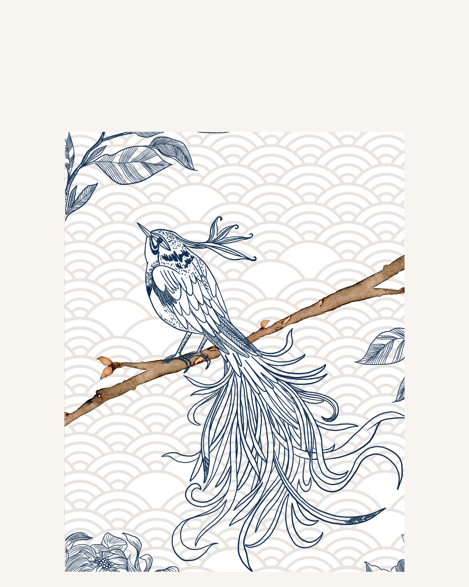 Spring Bird Note Card | Feathers & Branch