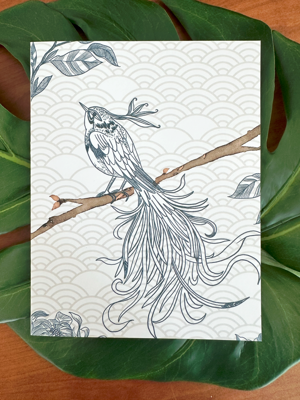 Spring Bird Note Card | Feathers & Branch