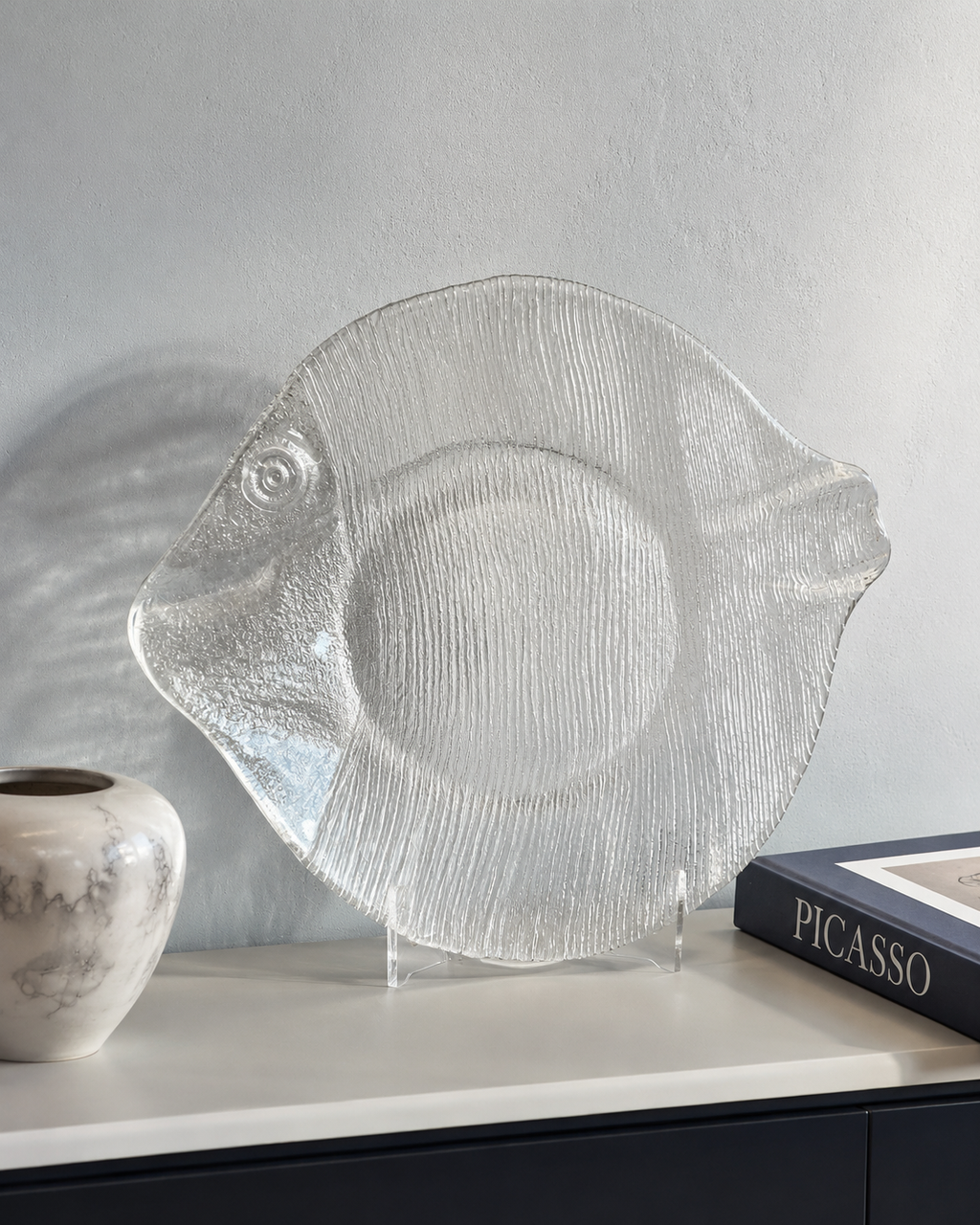Mid-Century Italian Glass Fish Serving Platter, Attributed to Fidenza Vetraria