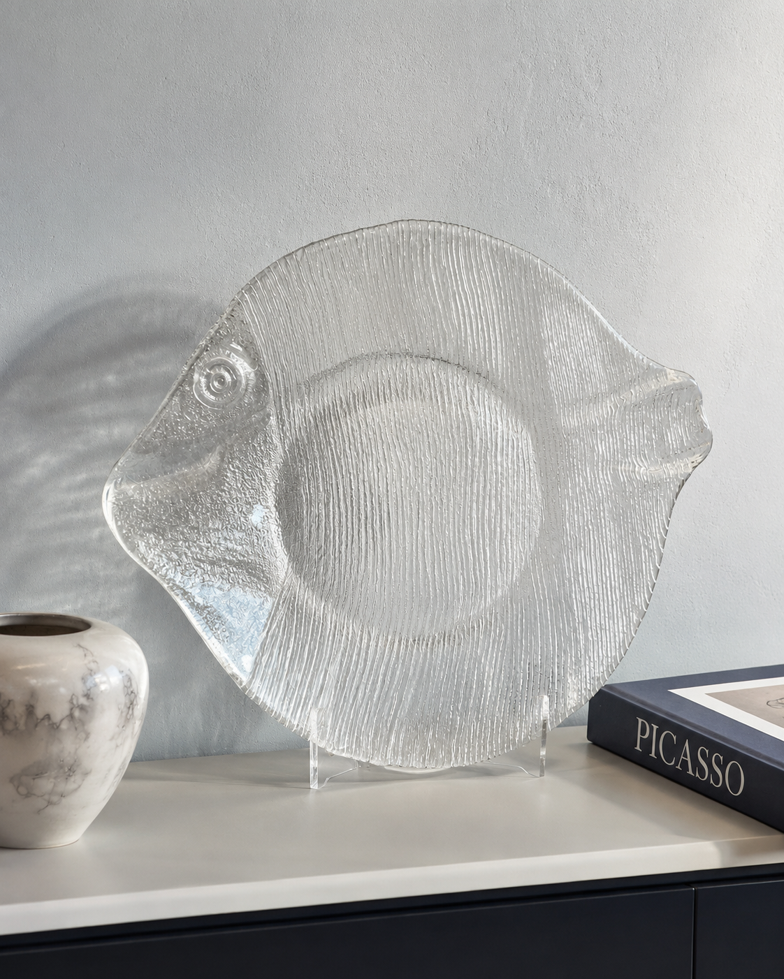 Mid-Century Italian Glass Fish Serving Platter, Attributed to Fidenza Vetraria