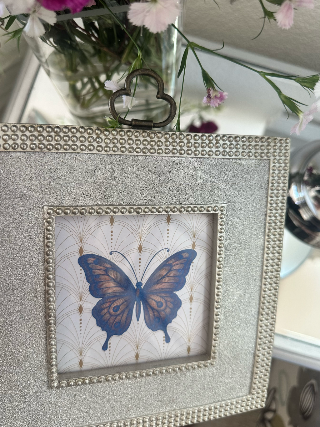 Nicole Miller Silver-Tone Beaded Picture Frame with Trefoil Accent