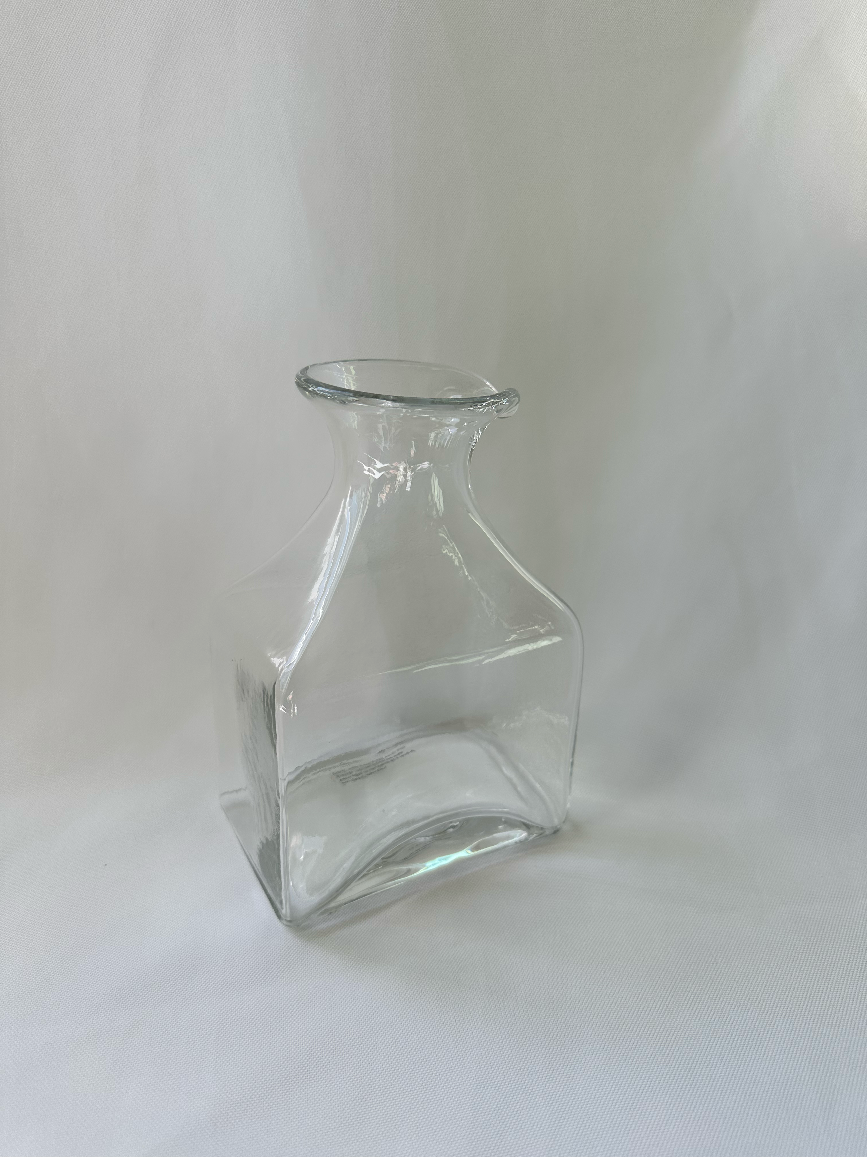 Handmade Clear Glass Vase with Sculptural Pour-Spout Rim