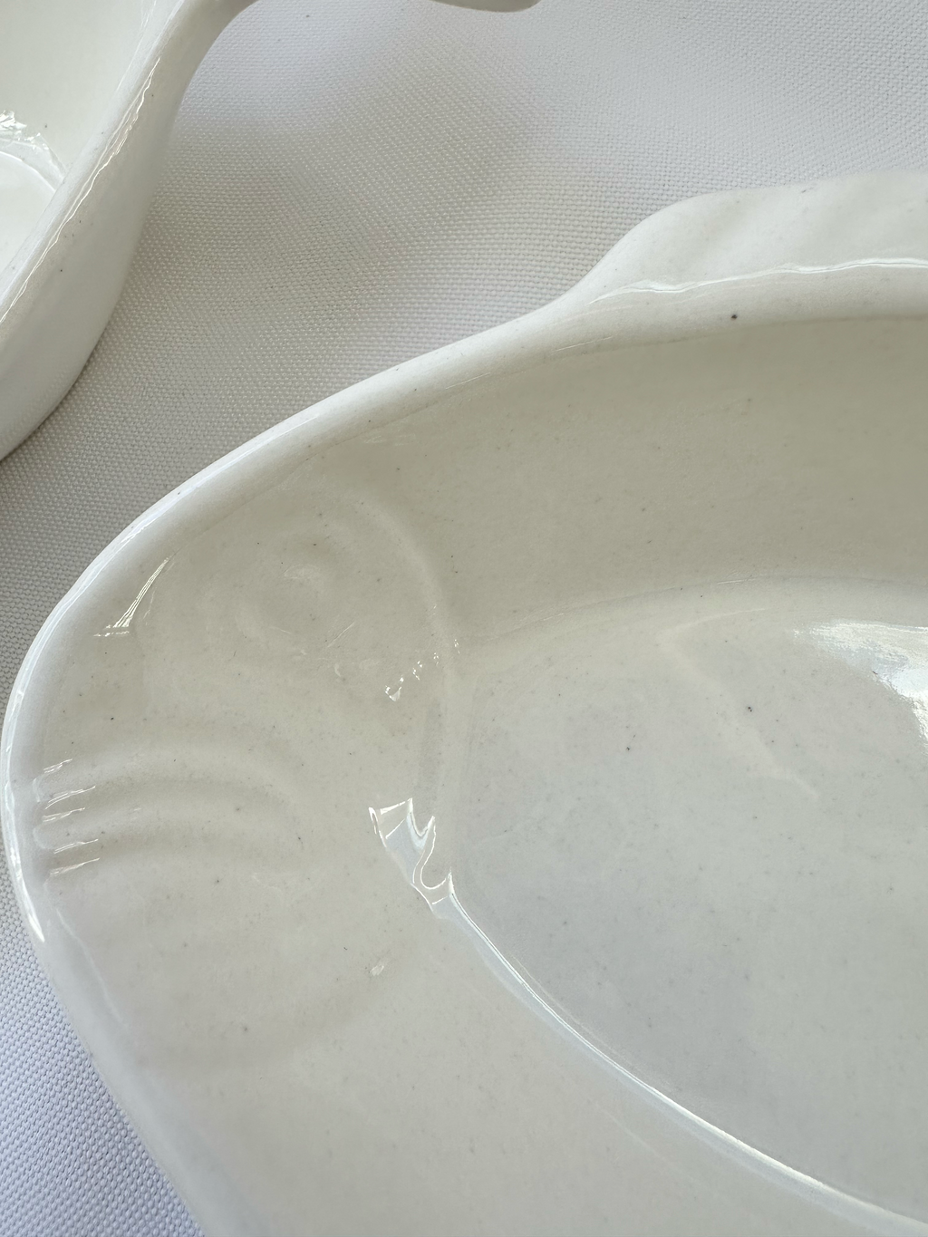 Vintage White Ceramic Fish Bowls — Set of 2
