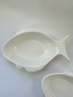 Vintage White Ceramic Fish Bowls — Set of 2
