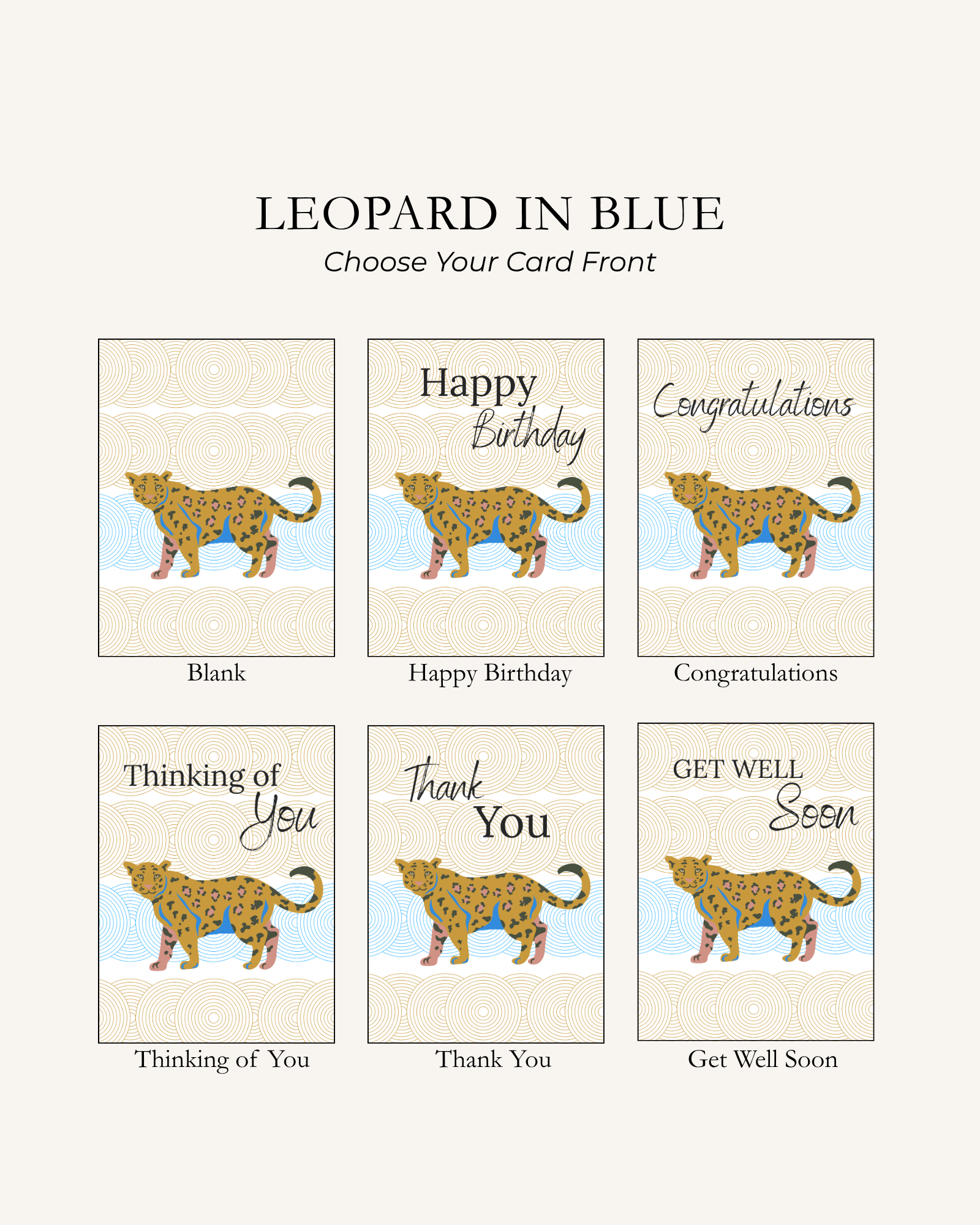 Leopard Note Card | Leopard in Blue