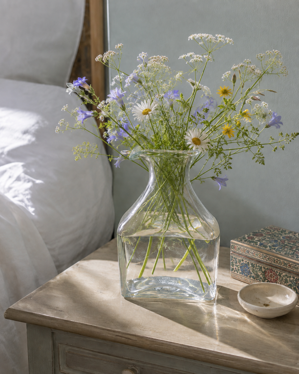 Handmade Clear Glass Vase with Sculptural Pour-Spout Rim