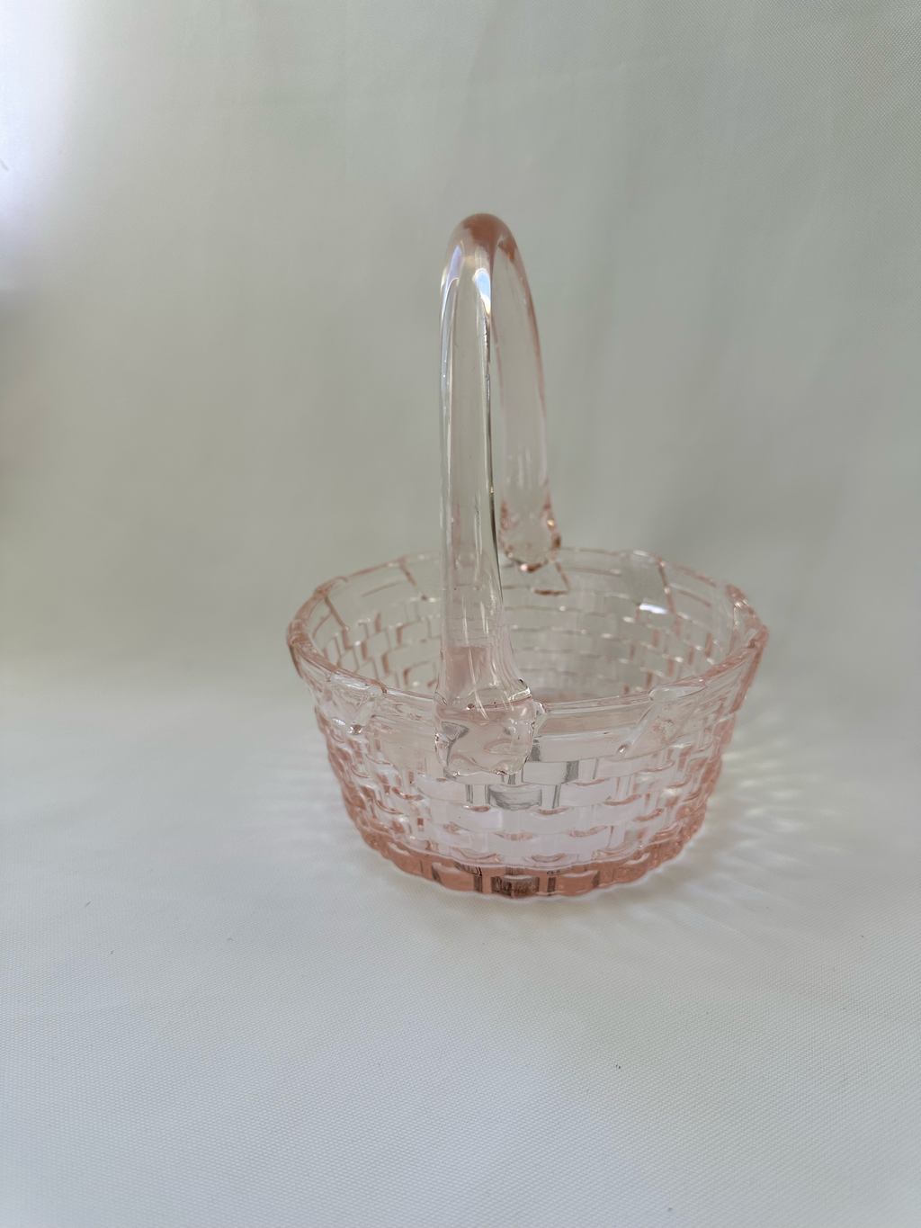 side view of glass easter basket from Williams Sonoma