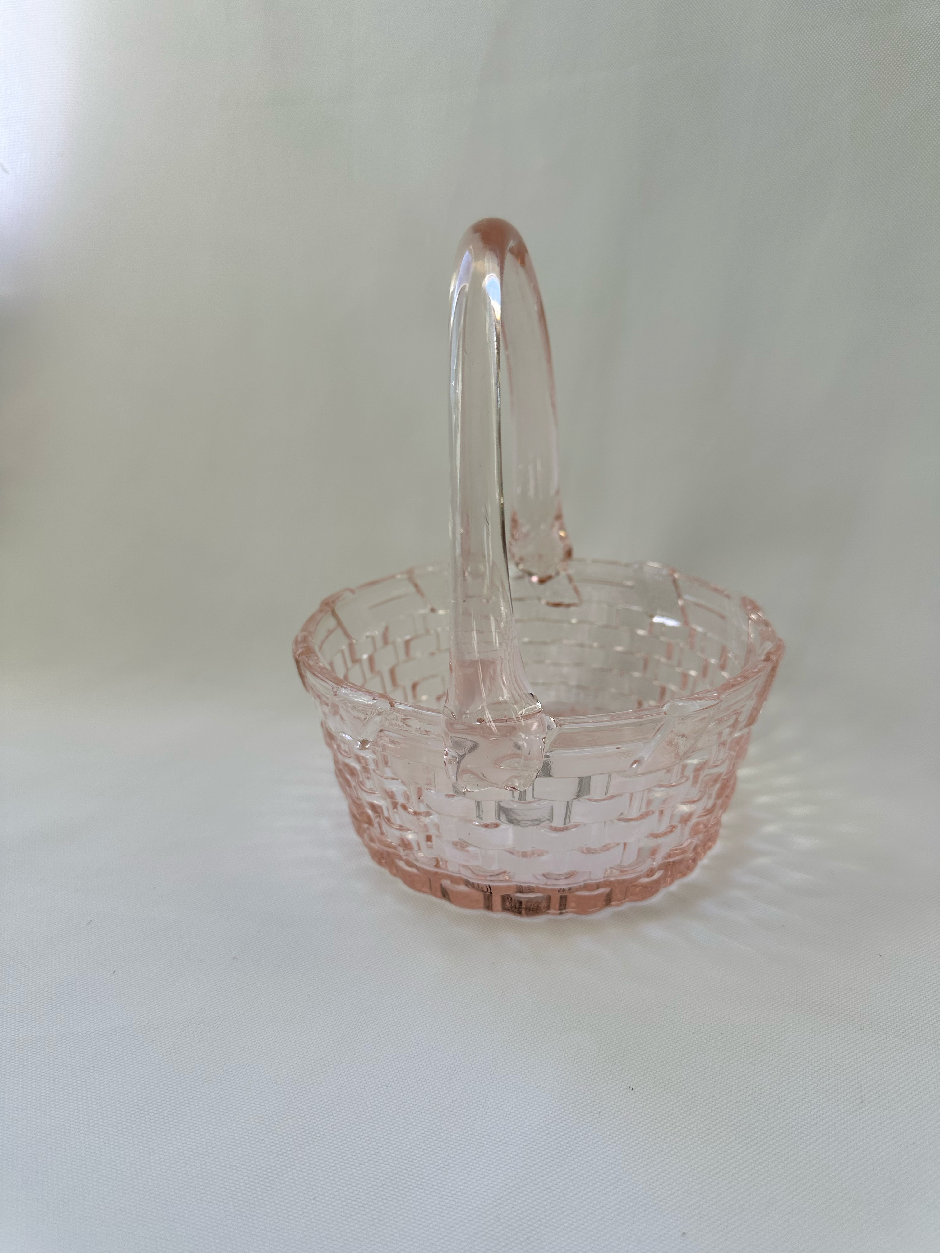 side view of glass easter basket from Williams Sonoma